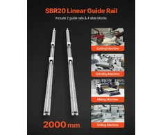 Tiesiaeigių kreipiančiųjų komplektas SBR20 2 vnt. 2000mm 4 slydimo blokai