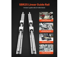 Tiesiaeigių kreipiančiųjų komplektas SBR25 2 vnt. 1200mm 4 slydimo blokai