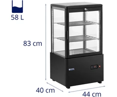 Trijų lygių šaldymo vitrina su stiklu 58 l, juoda, stiklinė