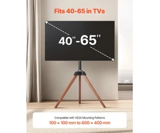 Laikiklis TV stovas trikoju pagrindu ekranams 1016–1651 mm. apkrova 45 kg. pasukamas ±18°