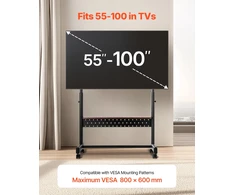 TV vežimėlis su ratukais 1397-2540 mm ekranams. reguliuojamo aukščio. keliamoji galia iki 93 kg