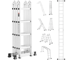 Universalios sulankstomos teleskopinės kopėčios. A formos. aukštis 4.7m. apkrova 149.7kg