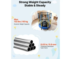 Vaikiškas batutas. 142 cm. dinaminė apkrova 60 kg. apvalus. su 360° apsauginiu tinklu. patalpoms ir lauke