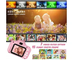 Vaikiškas fotoaparatas su ekranu Summer Vacation Q, rožinis