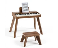 Vaikiškas medinis žaislinis pianinas. 37 klavišai. reguliuojamas garsumas. riešuto spalvos