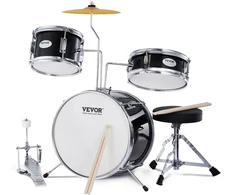 Vaikiškas mušamųjų instrumentų komplektas. 3 dalys. juodas. 355.6 mm
