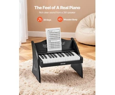 Vaikiškas pianino klavišinis. 25 klavišai. žaislinis muzikos instrumentas. juodas