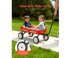 Vaikiškas traukiamas vežimėlis 101 cm apkrova 80 kg visų vietovių ratai