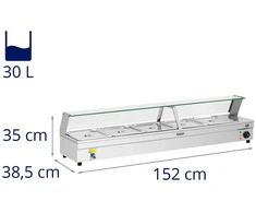 Vandens šildytuvas 2200W 30L + 5x GN1/2 indai nerūdijantis plienas