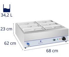 Vandens šildytuvas su kranu 6 x GN 1/3 2000W 230V, nerūdijantis plienas