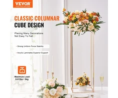 Vestuvių gėlių stovai. kubiniai. 10 vnt.. auksinio metalo. aukštis apie 80 cm