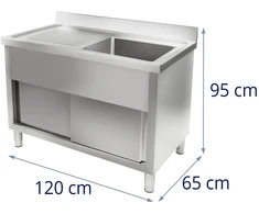 Virtuvės plautuvė su spintele 120 cm