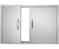 Virtuvinis kombainas Dvivėrės įmontuojamos durelės lauko virtuvei/barbekiu salai. 915 x 610 x 46 mm. sidabrinės