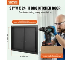 Virtuvinis kombainas Dvivėrės įmontuojamos durelės lauko virtuvei/barbekiu salai. 788 x 610 x 46 mm. juodos
