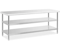 Virtuvinis stalas su 2 lentynomis 200 x 70 cm