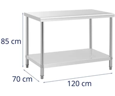 Virtuvinis stalas su apatine lentyna, 120x70 cm
