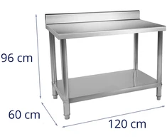 Virtuvinis stalas su nerūdijančio plieno stalviršiu ir apatine lentyna 120x60 cm
