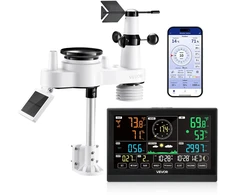 WiFi meteorologinė stotelė su programėle. 190 mm VA ekranas. saulės jutiklis. lietaus matuoklis