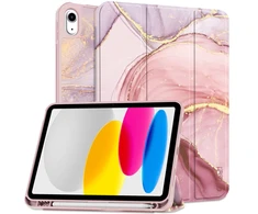Dėklas knygutė iPad 11 - 2025 11", iPad 10 - 2022 10.9" - Šviesiai rožinis-Marmuras