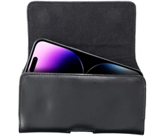Dėklas prie diržo, Odinis dėklas 3XL (viduje apie: CAT S53, iki 9x17x1.5 cm) - Juodas