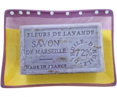 Marselio muilas, LHP „Levandų žiedai“, 100 g. su keramikinė muilinė