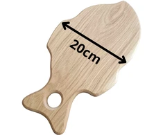 Pjaustymo lenta žuvies formos iš ąžuolo medienos, 35,5 × 20 cm, 2 cm storio