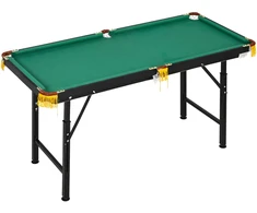 Aosom 2-in-1 žaidimų stalas biliardui ir stalo tenisui, mėlyna / žalia, 140 x 63 x 60-80 cm