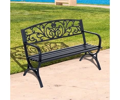 Aosom 2 vietų sodo suolas, metalas, juodas, 127 x 60 x 85 cm