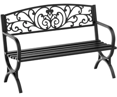 Aosom 2 vietų sodo suolas, metalas, juodas, 127 x 60 x 85 cm