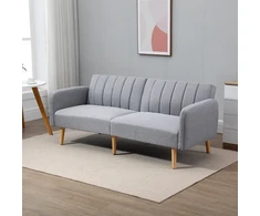 Aosom 2 vietų sofa-lova, šviesiai pilka, poliesteris su lino imitacija, kaučiukmedis, 173 x 75 x 73 cm