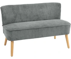 Aosom 2 vietų sofa, pilka, mediena, poliesteris, putplastis, 117 x 56,5 x 77 cm