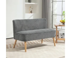 Aosom 2 vietų sofa, pilka, mediena, poliesteris, putplastis, 117 x 56,5 x 77 cm
