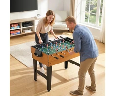 Aosom 4-in-1 žaidimų stalas, stalo futbolas, stalo tenisas, biliardas, stalo ledo ritulys, MDF, plienas, natūrali mediena + juoda