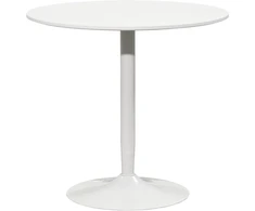 Aosom Apvalus valgomojo stalas 2 asmenims, Ø80 cm, MDF ir plienas, baltas, 75 cm