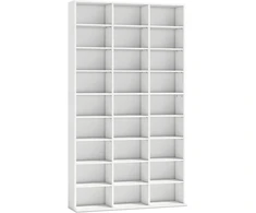 Aosom CD/DVD/Blu-ray laikymo lentyna, 835 CD arba 500 DVD, 27 skyriai, balta, 100 x 24 x 175 cm
