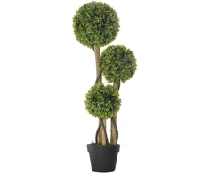 Aosom Dirbtinis buksmedis vazone, 3 rutulių forma, 90 cm, žalias