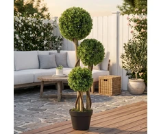 Aosom Dirbtinis buksmedis vazone, 3 rutulių forma, 90 cm, žalias