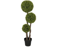 Aosom Dirbtinis buksmedis vazone, plastikas ir cementas, žalias, 115 cm