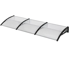 Aosom Durų stogelis, skaidrus/juodas, polikarbonatas, aliuminis ir plastikas, 303 x 96 x 27 cm