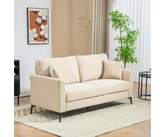 Aosom Dvivietė sofa, lino išvaizdos audinys, smėlio spalvos, 179 x 80 x 89 cm, iki 360 kg