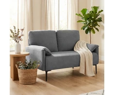 Aosom Dvivietė sofa, pilka, aksomo imitacijos audinys, 127 x 72 x 84 cm