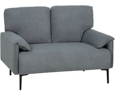 Aosom Dvivietė sofa, pilka, aksomo imitacijos audinys, 127 x 72 x 84 cm