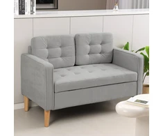 Aosom Dvivietė sofa su daiktadėže, šviesiai pilka, aksomo imitacija, 117 x 62 x 78 cm