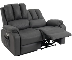 Aosom Elektrinė 2 vietų atlošiama sofa su vibracijos ir šildymo funkcija, tamsiai pilka, 145 x 91 x 102 cm