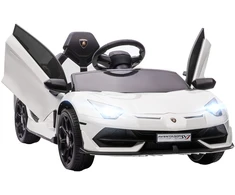 Aosom Elektrinis vaikiškas automobilis Lamborghini Aventador SVJ Roadster, baltas, 107,5 x 64,5 x 47 cm