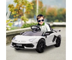 Aosom Elektrinis vaikiškas automobilis Lamborghini Aventador SVJ Roadster, baltas, 107,5 x 64,5 x 47 cm