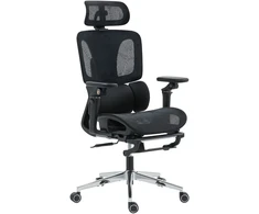 Aosom Ergonomiška biuro kėdė su pakoju, tinklelis, juoda, 67 x 71 x 114-133 cm