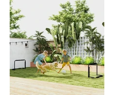 Aosom Futbolo vartų rinkinys, 2 sulankstomi mini vartai, metalinis rėmas, juoda, 90 x 36 x 60 cm