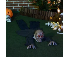Aosom Helovino dekoracija zombis su LED akimis, kaukia ir ropoja, su garso ir judesio jutikliu, maitinama baterijomis, 159 cm