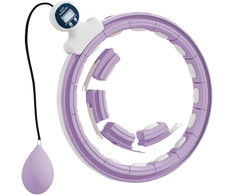 Aosom Išmanusis hula hoop lankas su svorio kamuoliuku ir skaitikliu, 16 segmentų, violetinis, 76-113 cm